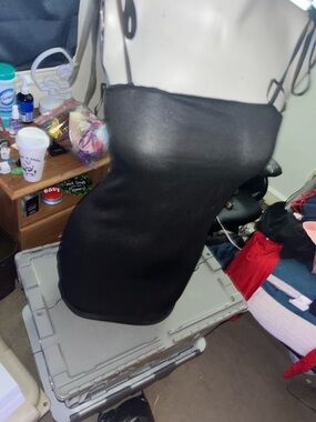 Black Ribbed Spaghetti Strap Tube Top